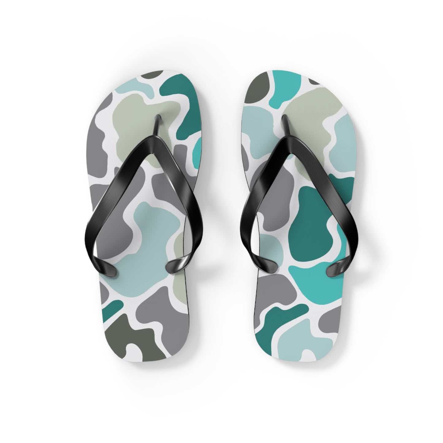 Turqois Camo Flip Flops - Comfortable Summer Sandals