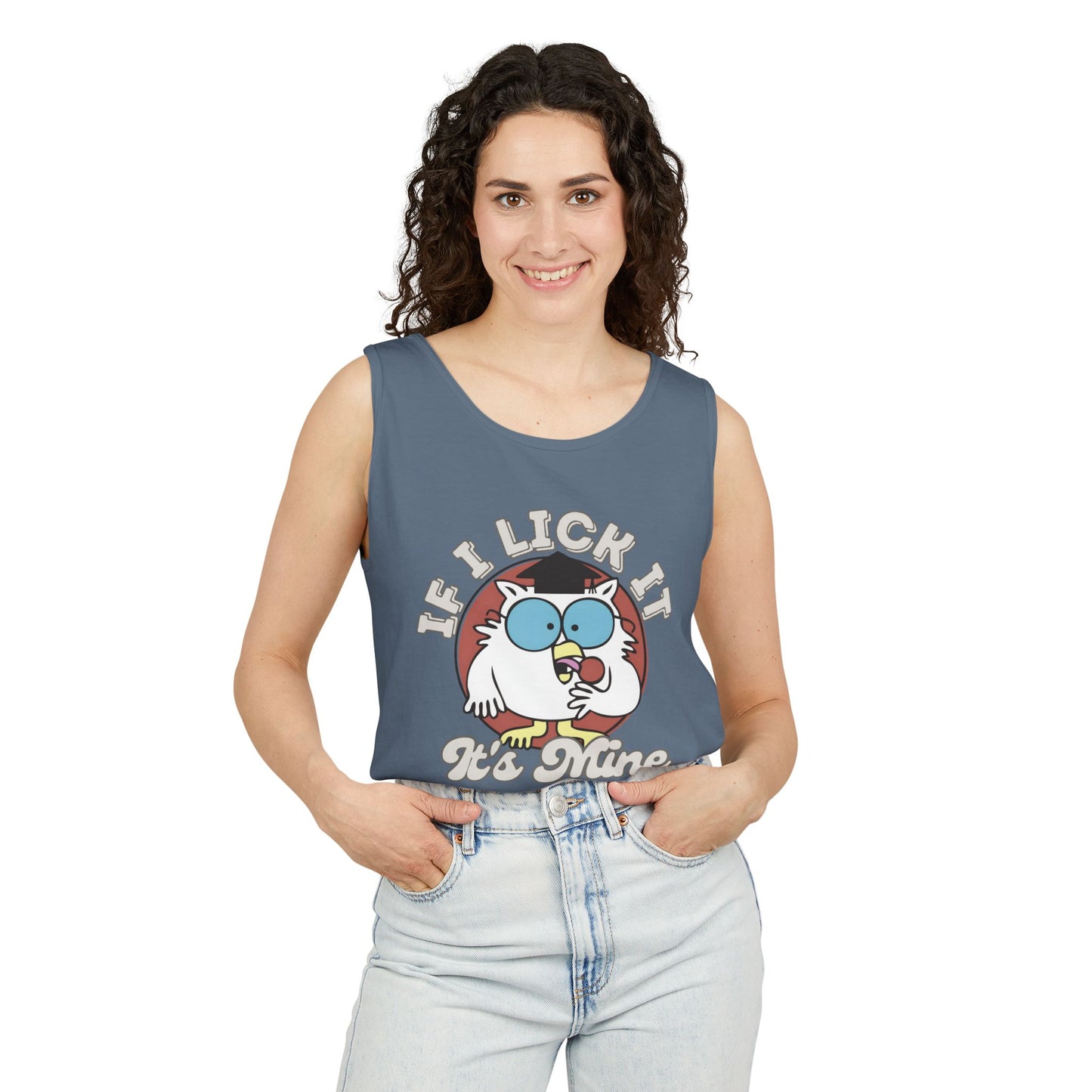Unisex Funny Graphic Tank Top - 'If I Lick It, It's Mine'