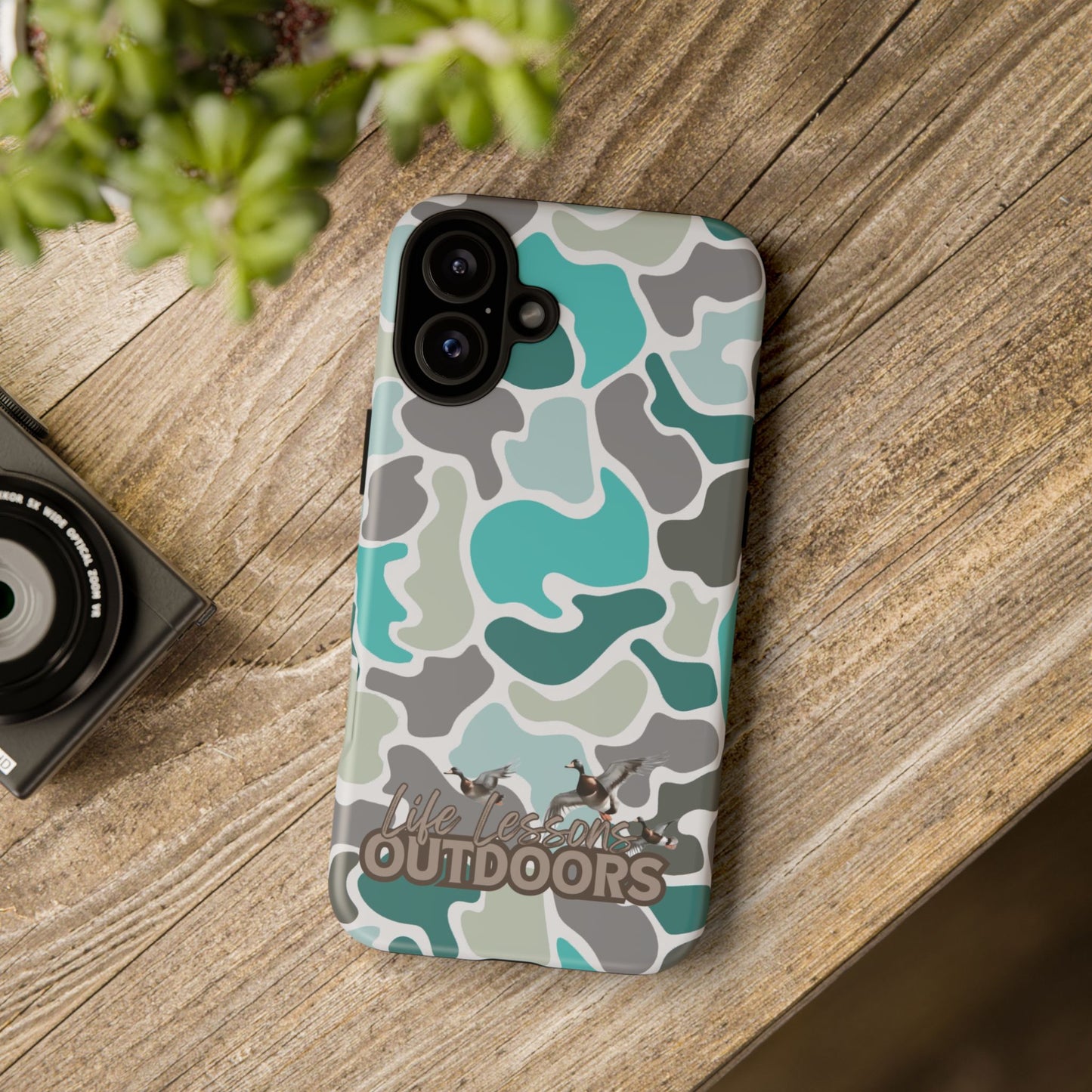 Turqoise old school camo Phone Case - Life Lessons Outdoors