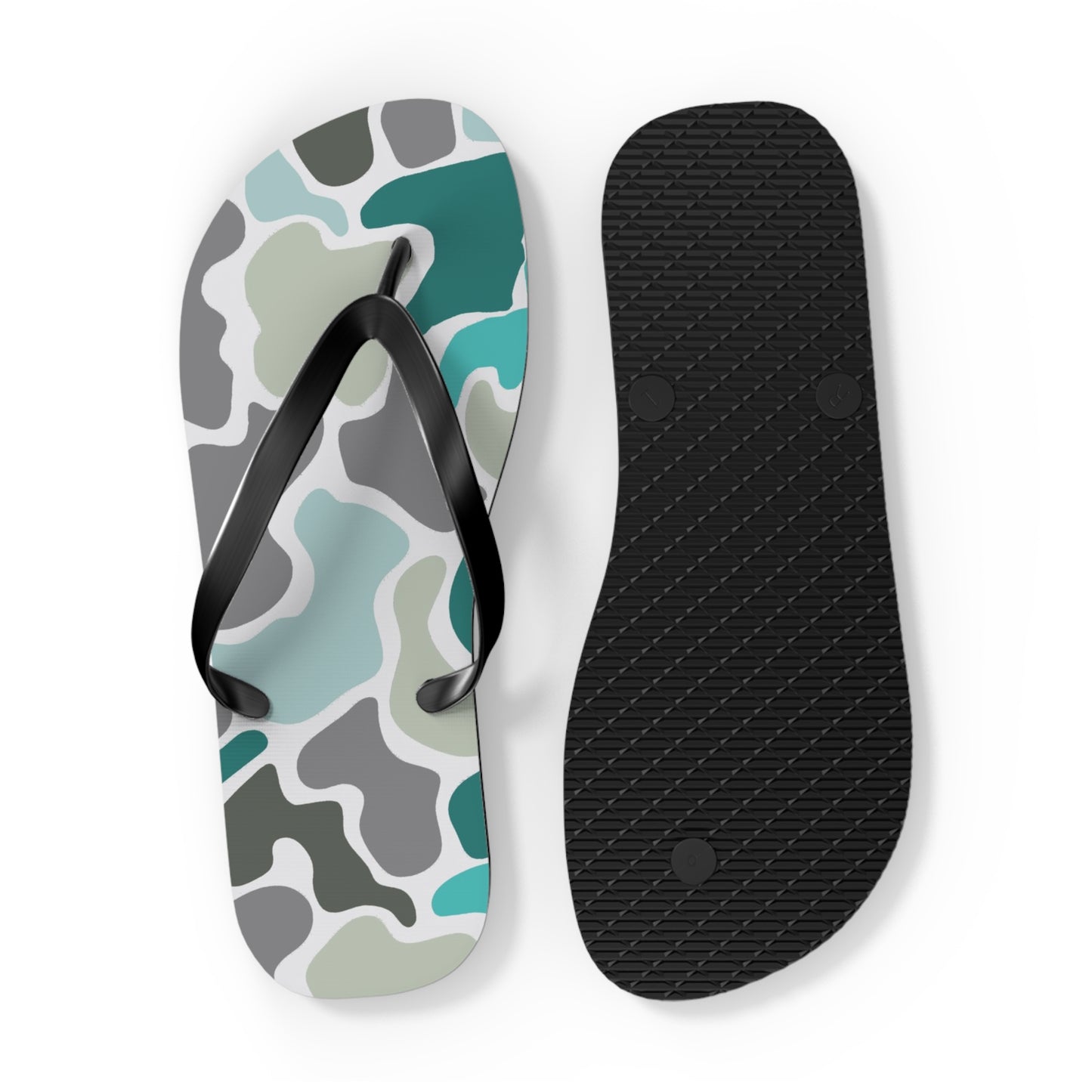 Turqois Camo Flip Flops - Comfortable Summer Sandals