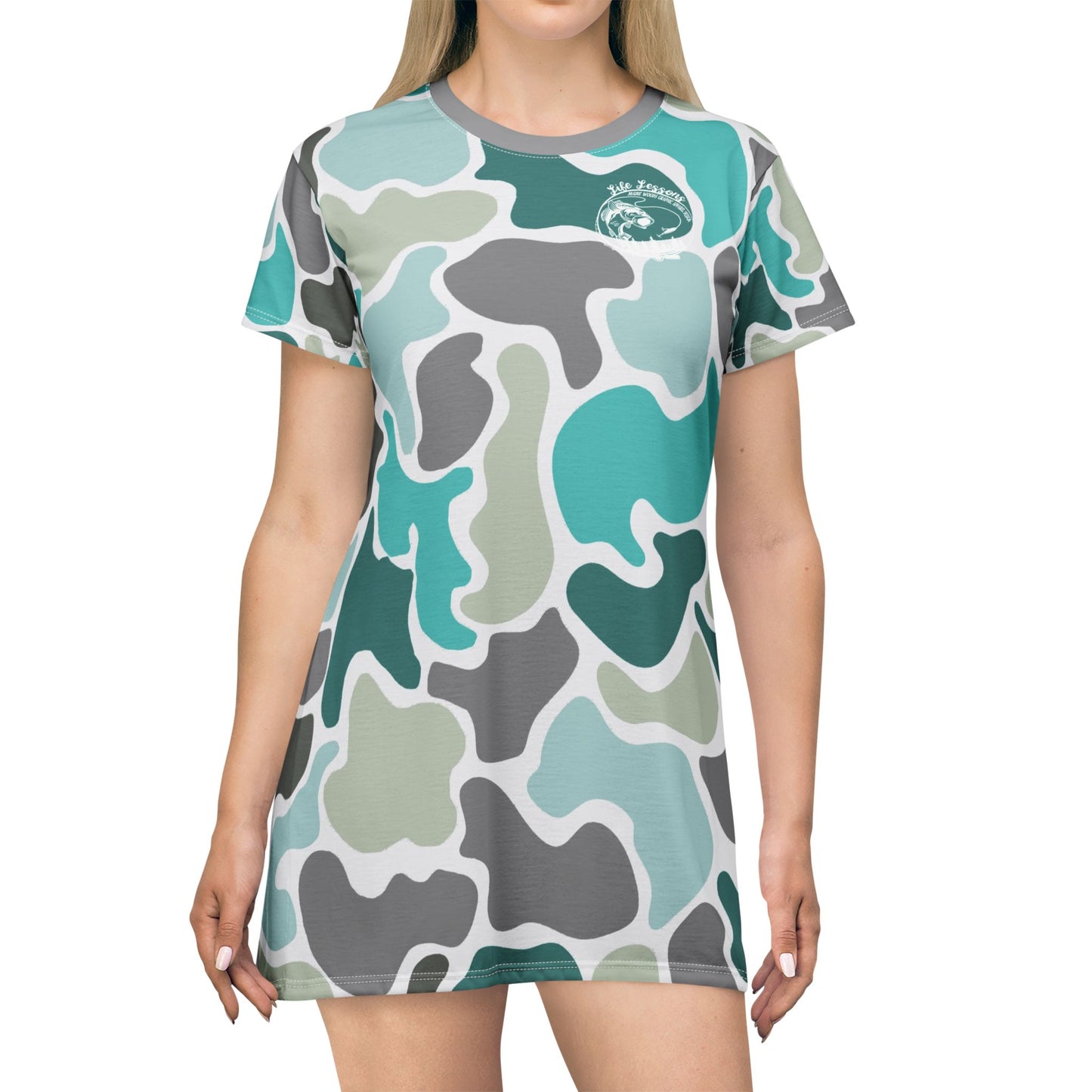 Camo Print T-Shirt Nighty Dress - Eco-Friendly Lounge Wear