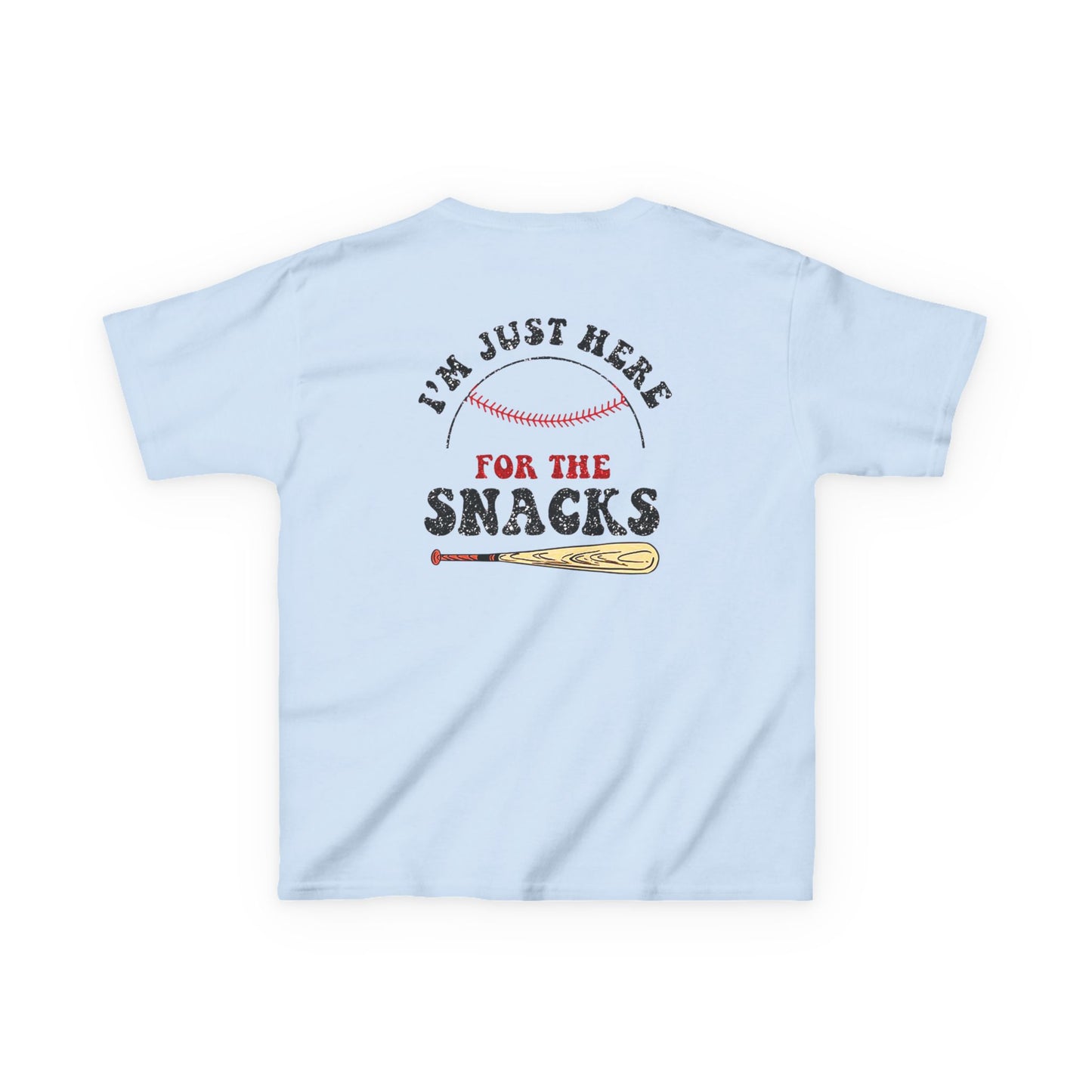 Youth Baseball Sister Tee - 'I'm Just Here for the Snacks'
