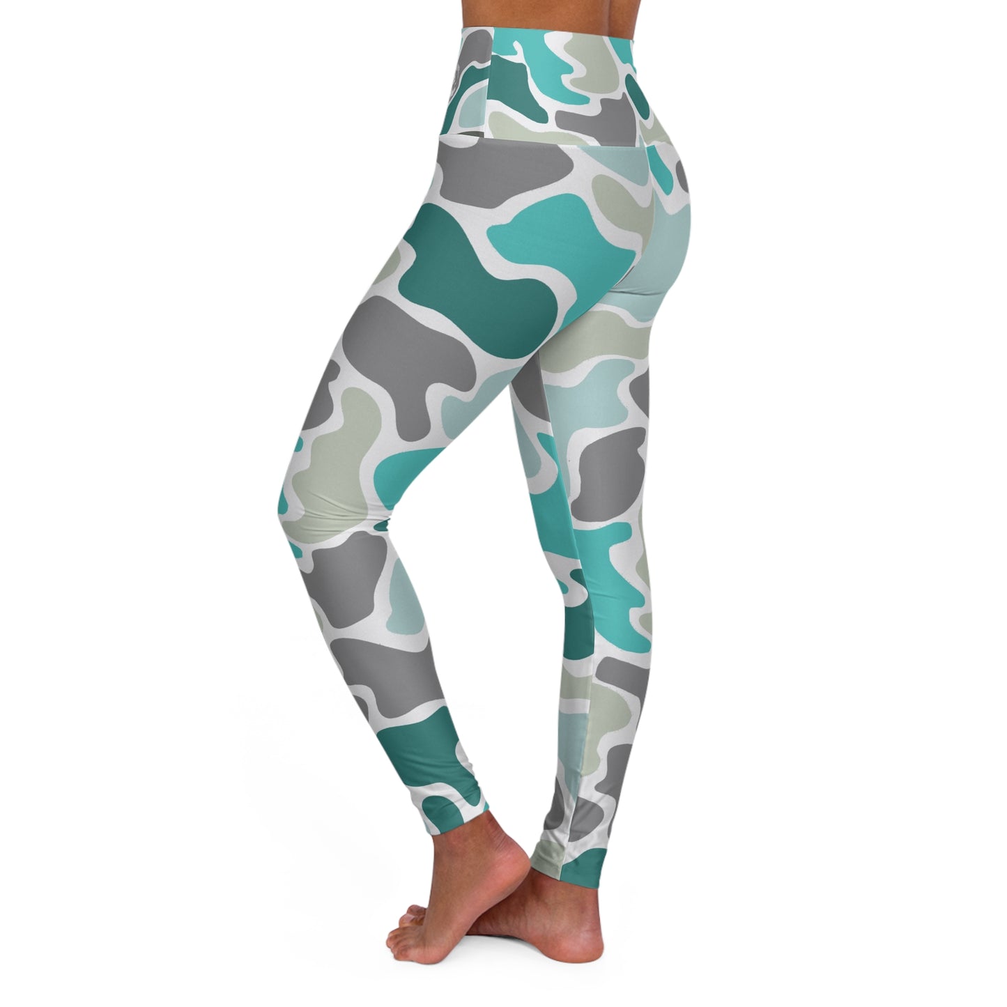 Turqoise Camo High Waisted Yoga Leggings, Activewear Pants, Fitness Apparel, Workout Leggings, Yoga Pants for Women, Casual Athleisure