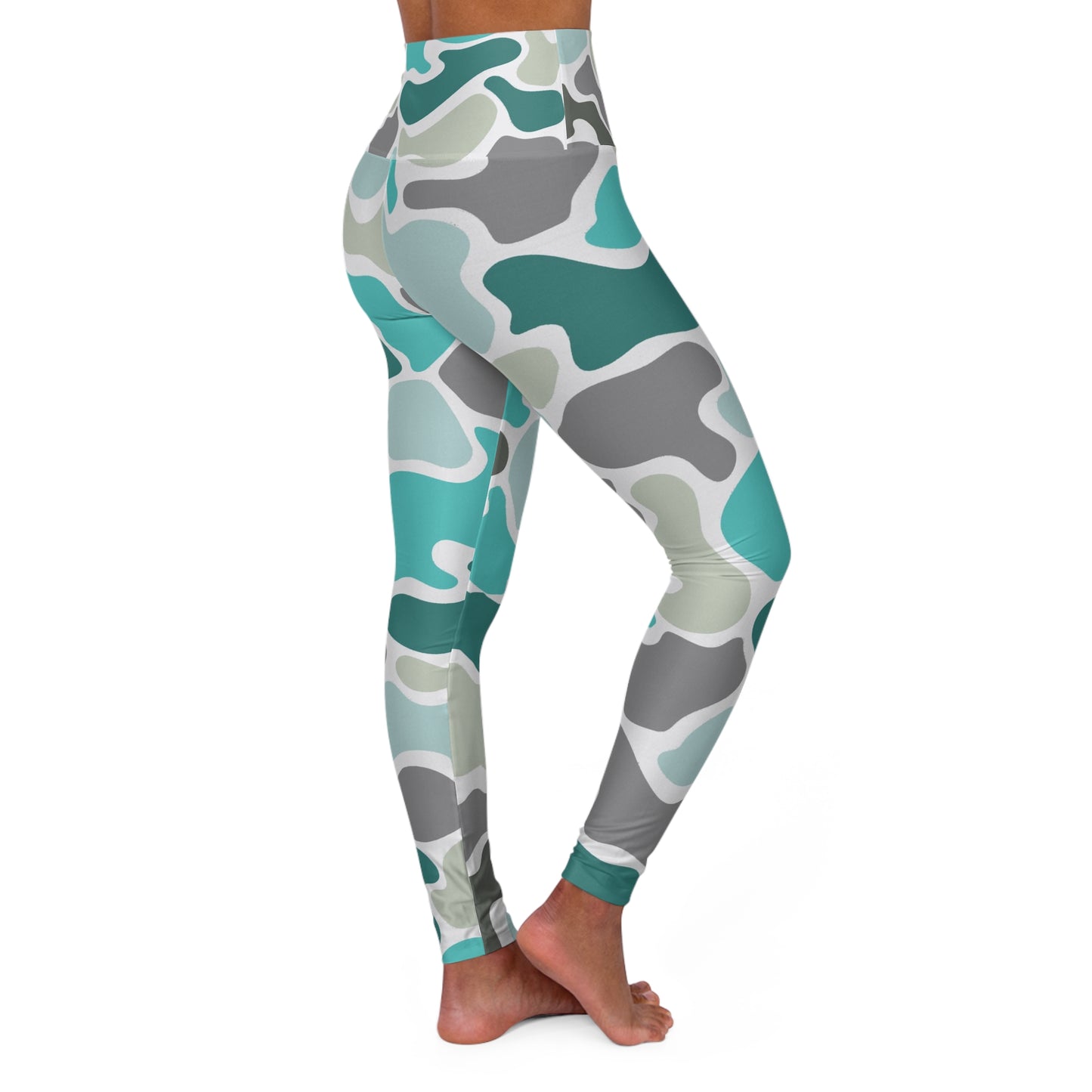 Turqoise Camo High Waisted Yoga Leggings, Activewear Pants, Fitness Apparel, Workout Leggings, Yoga Pants for Women, Casual Athleisure