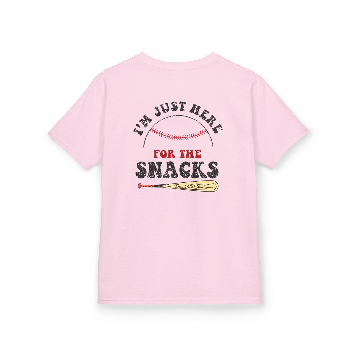 Youth Baseball Sister Tee - 'I'm Just Here for the Snacks'