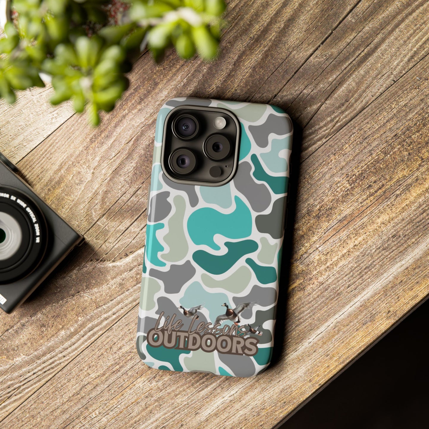 Turqoise old school camo Phone Case - Life Lessons Outdoors