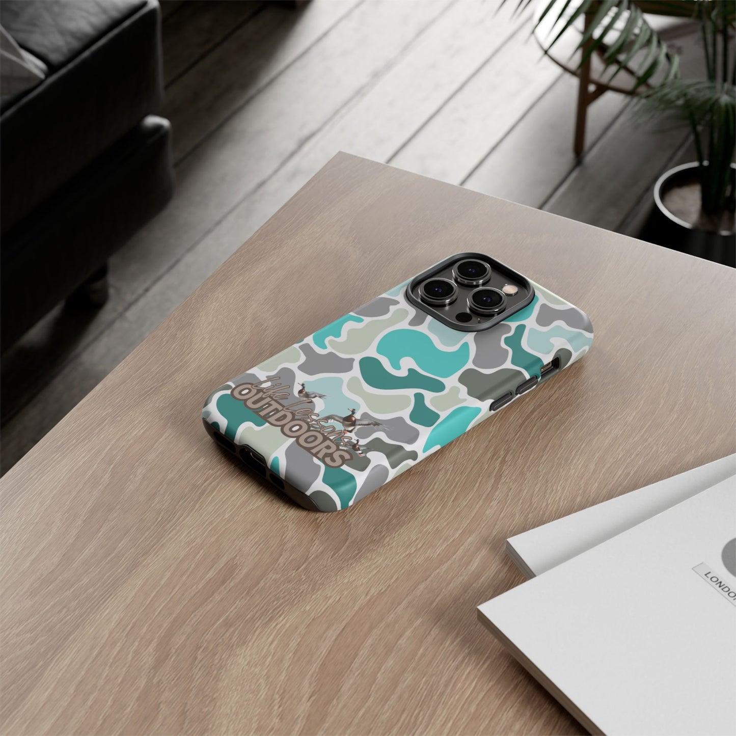 Turqoise old school camo Phone Case - Life Lessons Outdoors