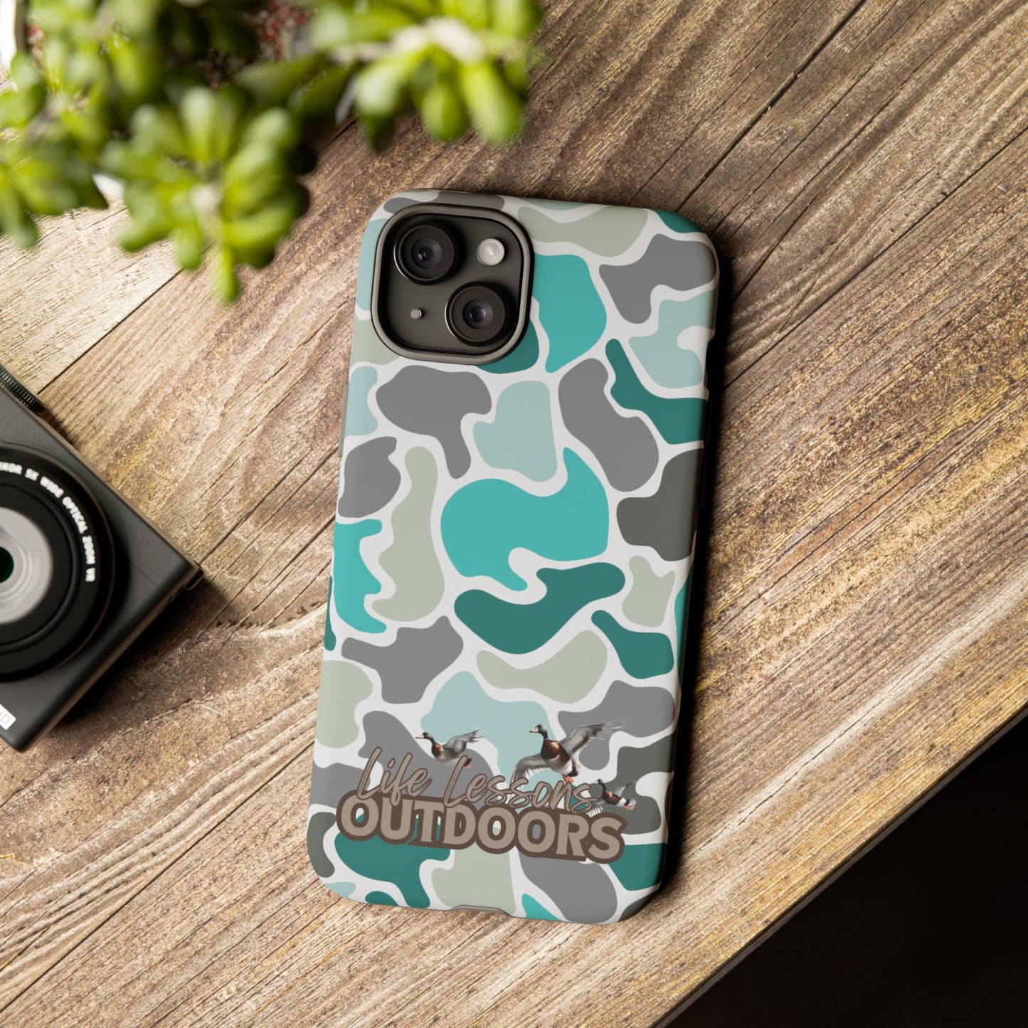 Turqoise old school camo Phone Case - Life Lessons Outdoors