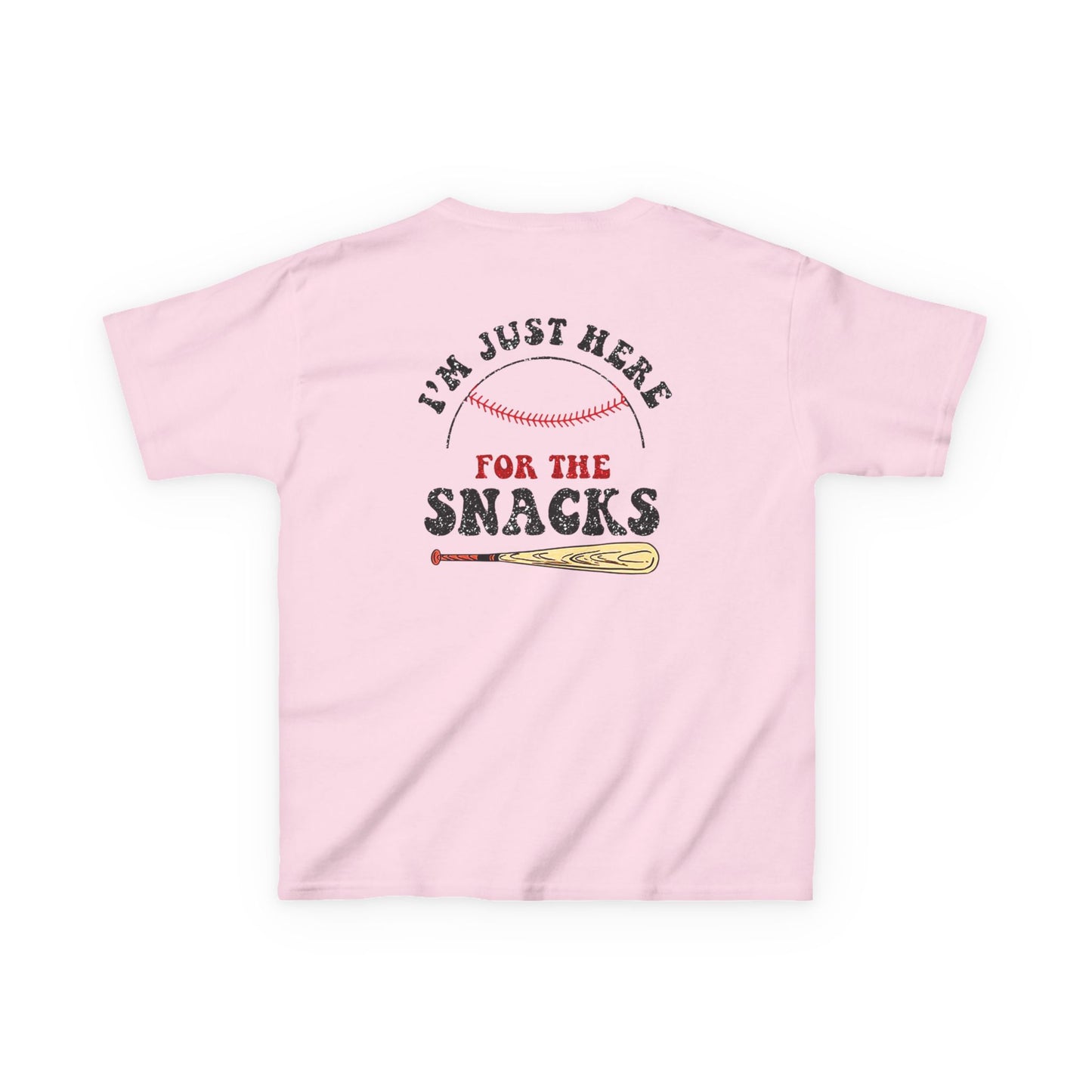 Youth Baseball Sister Tee - 'I'm Just Here for the Snacks'