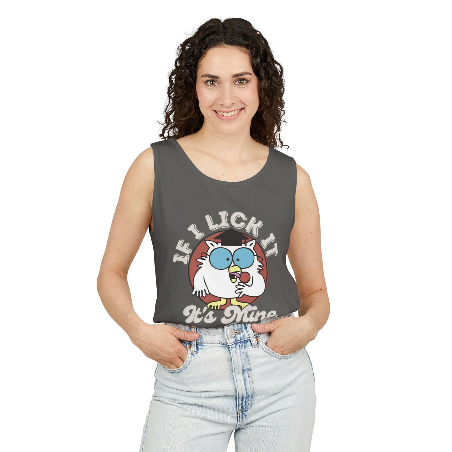 Unisex Funny Graphic Tank Top - 'If I Lick It, It's Mine'