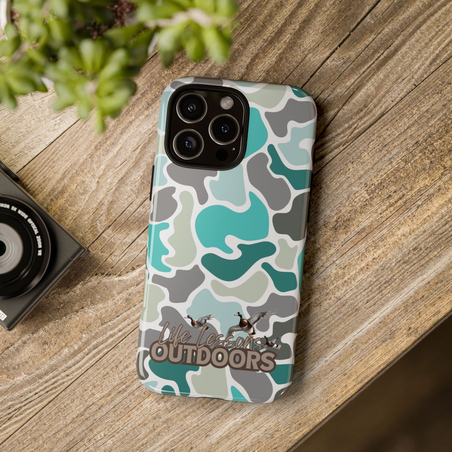 Turqoise old school camo Phone Case - Life Lessons Outdoors