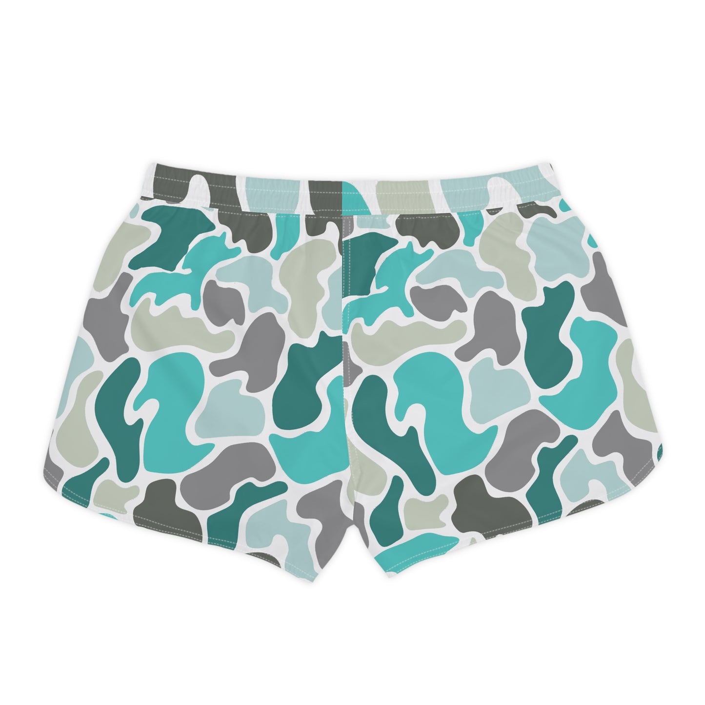 Women's Turquoise Camo Print Casual Shorts - Comfortable Summer Wear