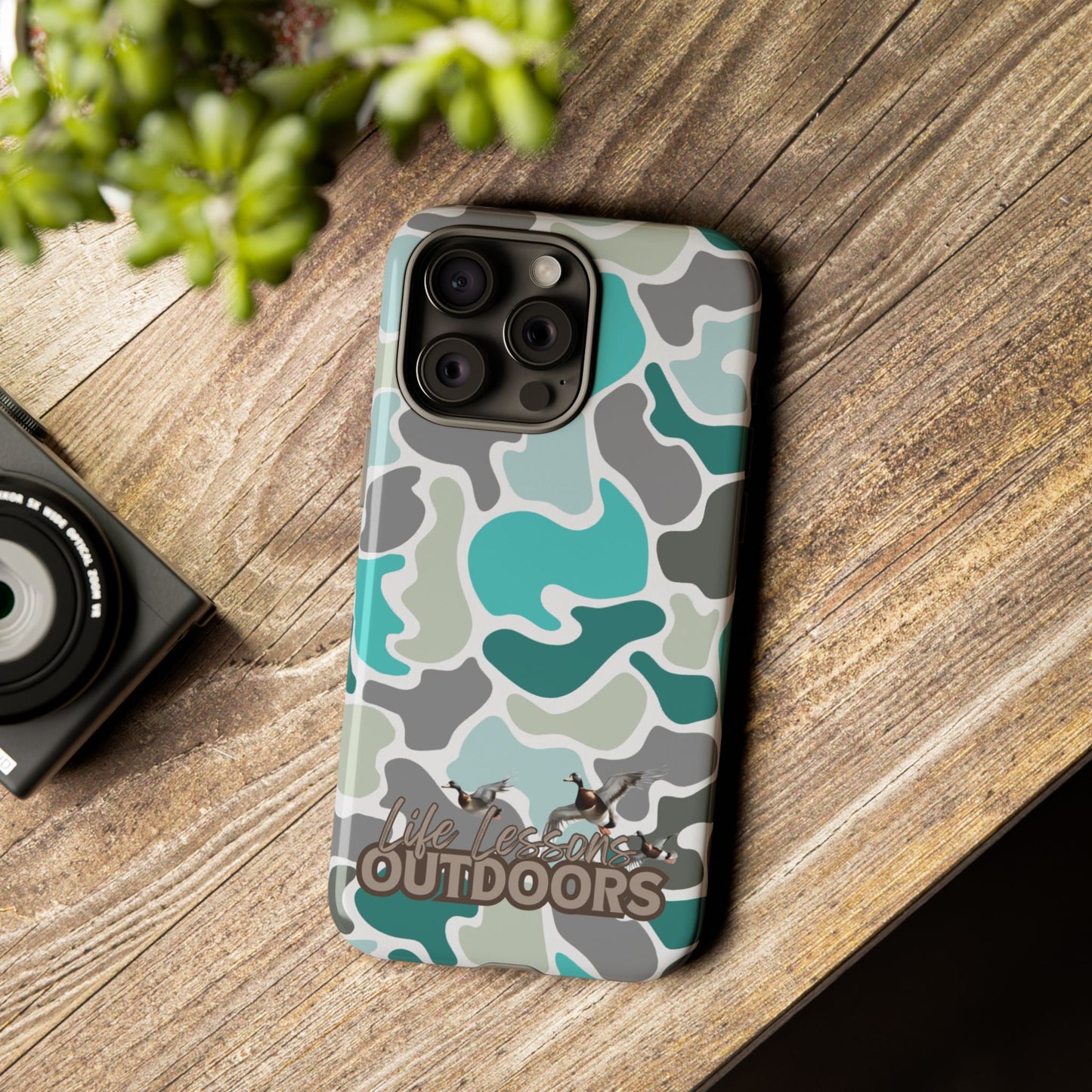 Turqoise old school camo Phone Case - Life Lessons Outdoors