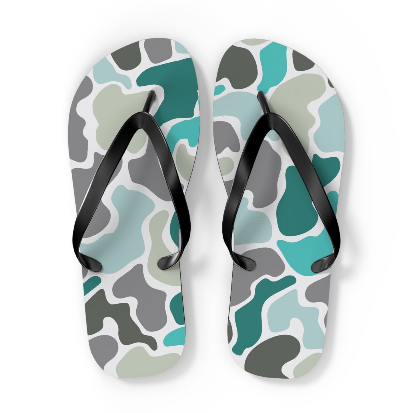 Turqois Camo Flip Flops - Comfortable Summer Sandals