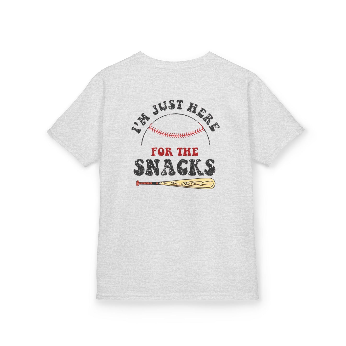 Youth Baseball Sister Tee - 'I'm Just Here for the Snacks'