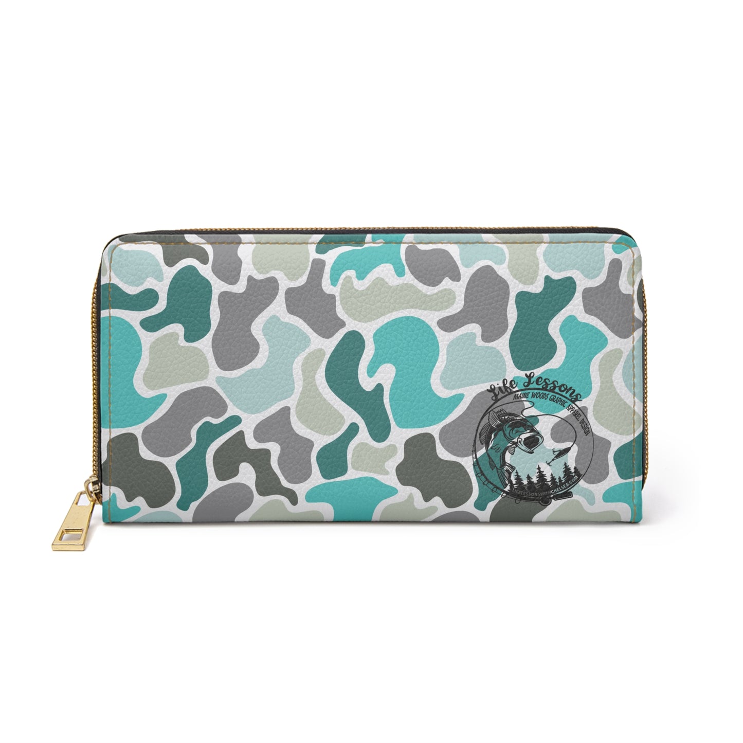 Trendy Turqoise Camouflage Zipper Wallet - Chic & Functional Accessory for Everyday Use