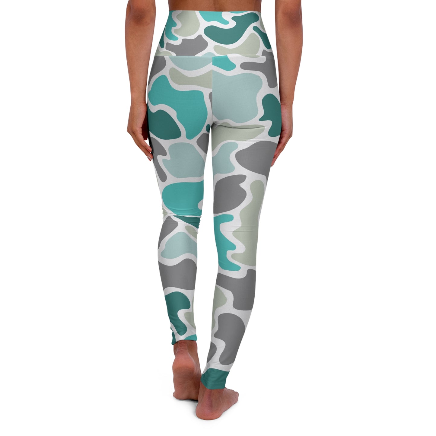 Turqoise Camo High Waisted Yoga Leggings, Activewear Pants, Fitness Apparel, Workout Leggings, Yoga Pants for Women, Casual Athleisure