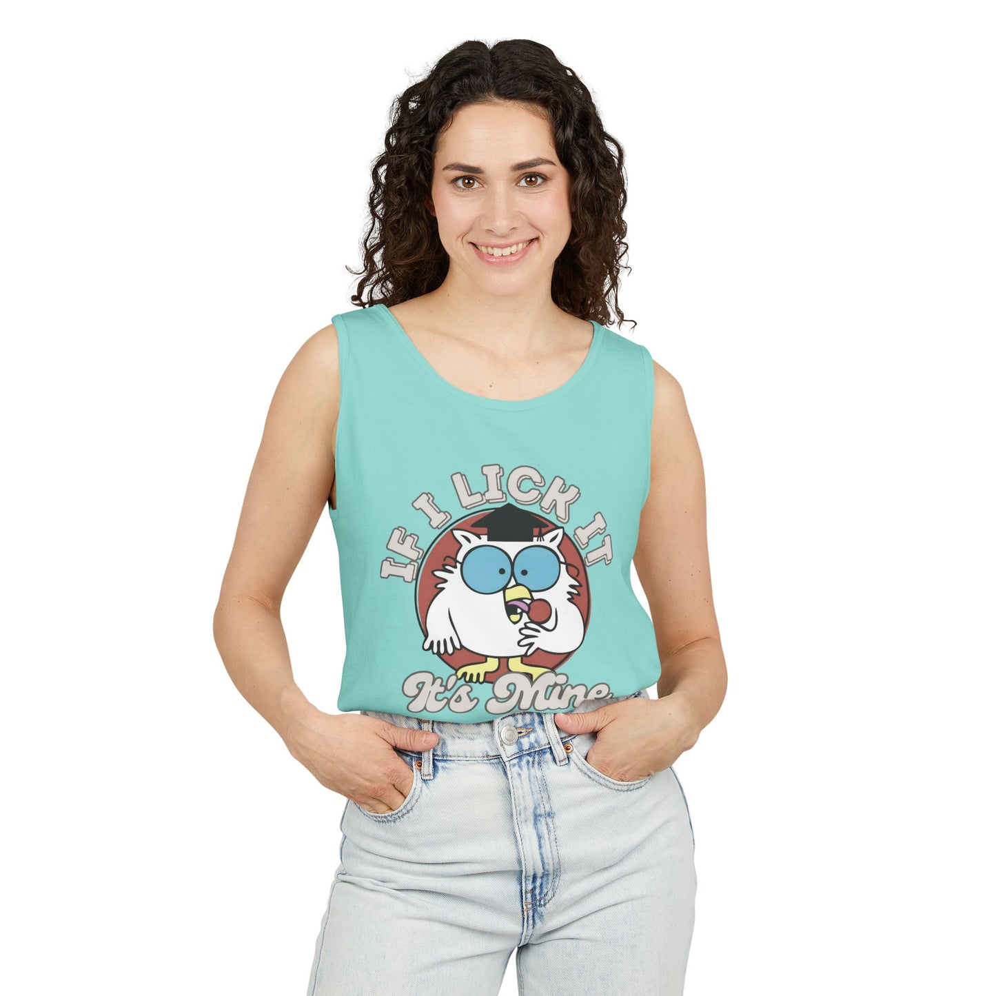 Unisex Funny Graphic Tank Top - 'If I Lick It, It's Mine'