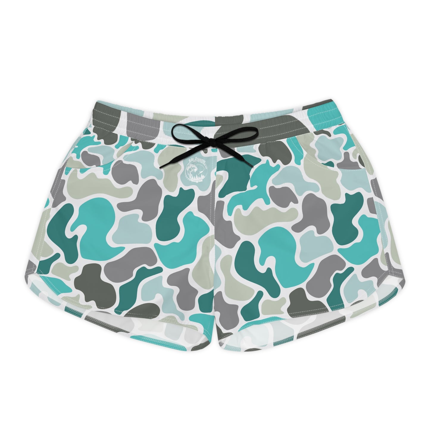 Women's Turquoise Camo Print Casual Shorts - Comfortable Summer Wear