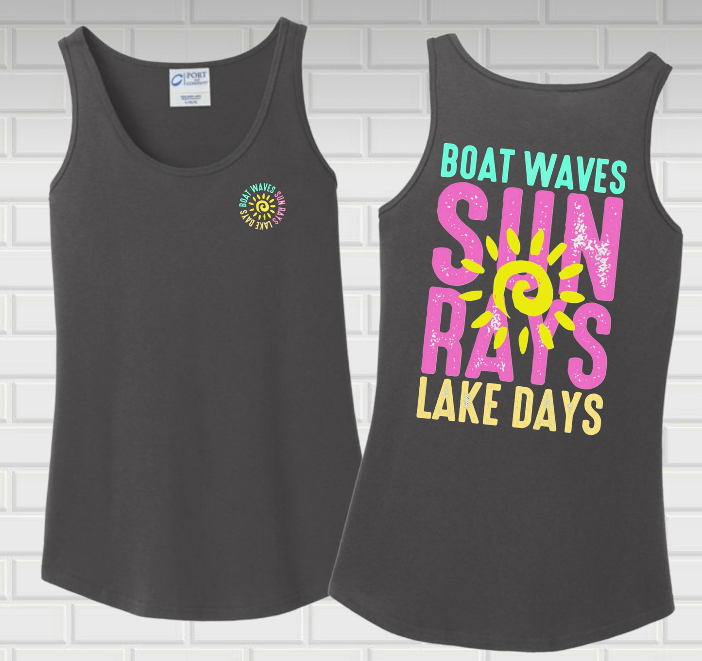 Boat waves, sun hats & lake days tank