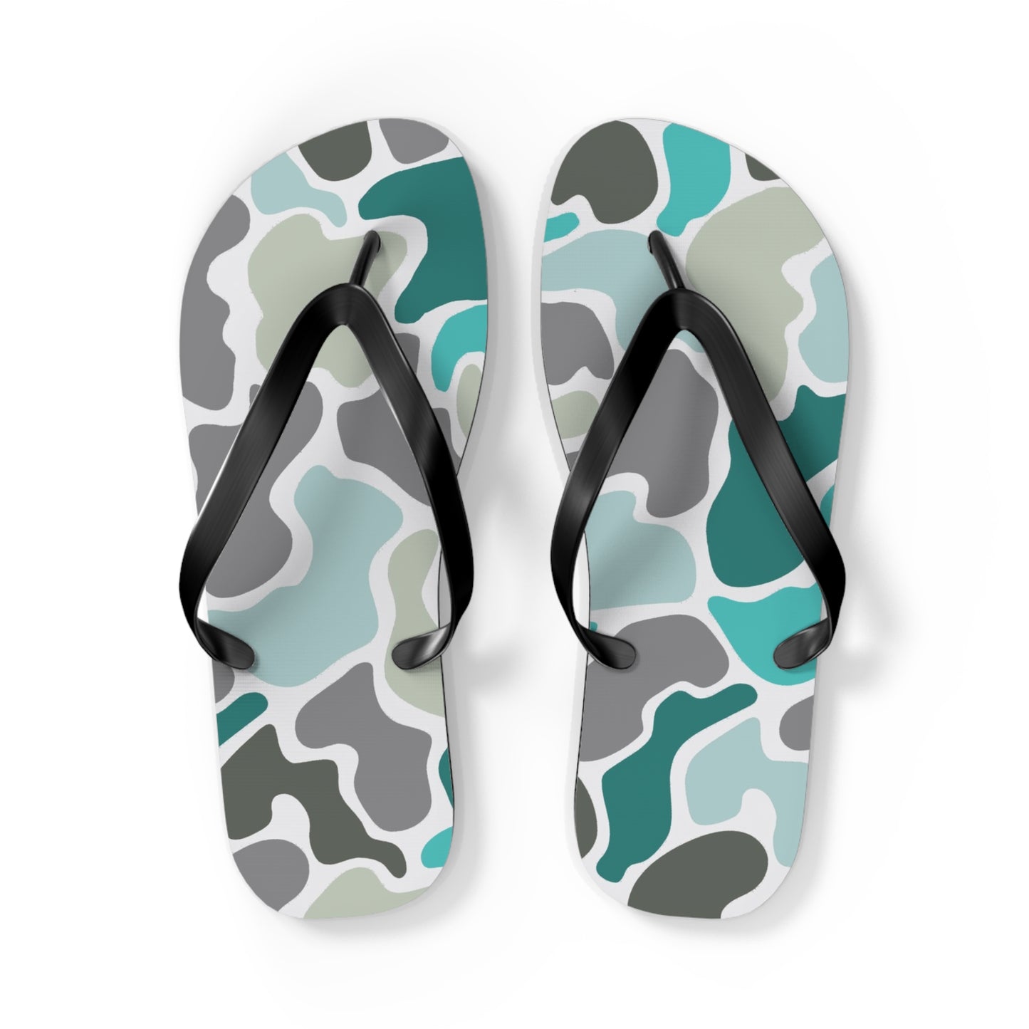 Turqois Camo Flip Flops - Comfortable Summer Sandals