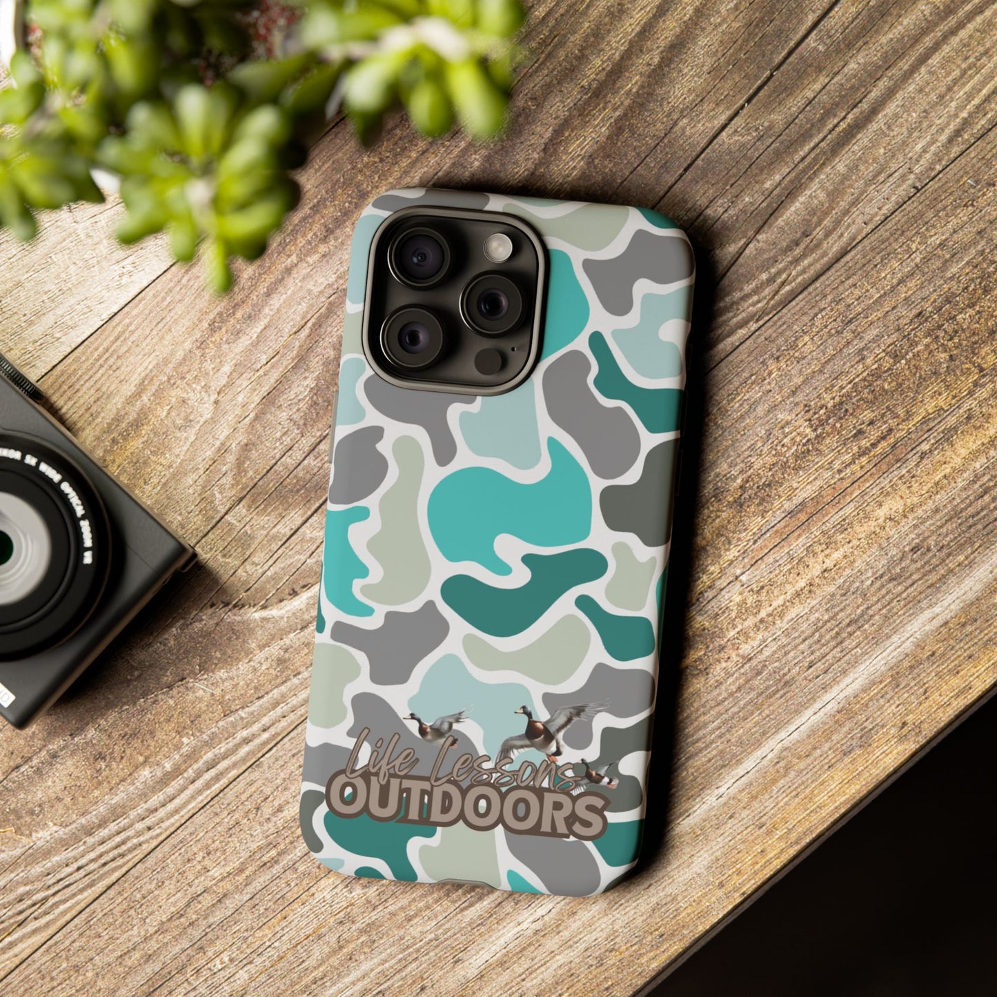 Turqoise old school camo Phone Case - Life Lessons Outdoors
