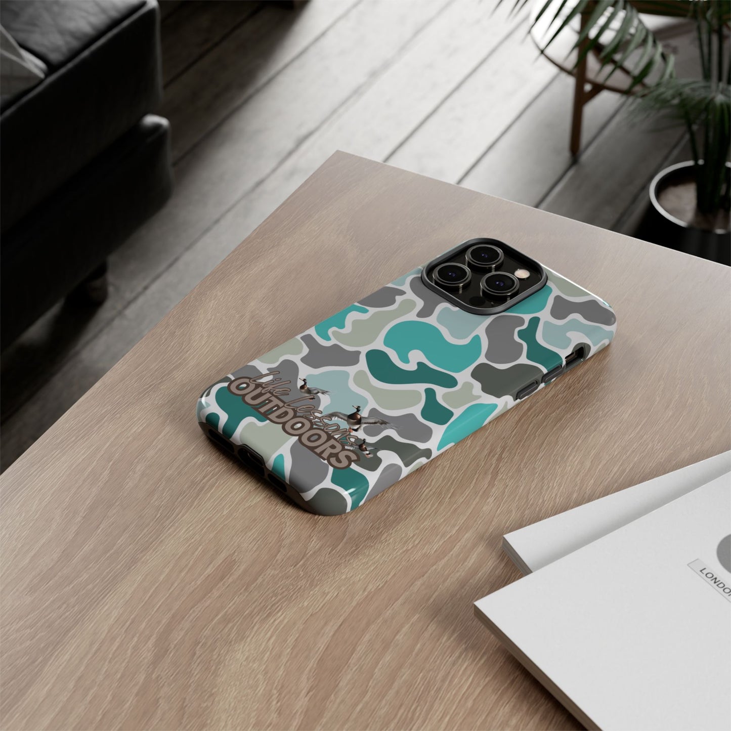 Turqoise old school camo Phone Case - Life Lessons Outdoors