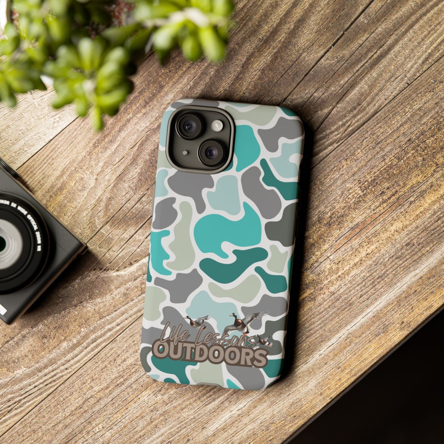 Turqoise old school camo Phone Case - Life Lessons Outdoors