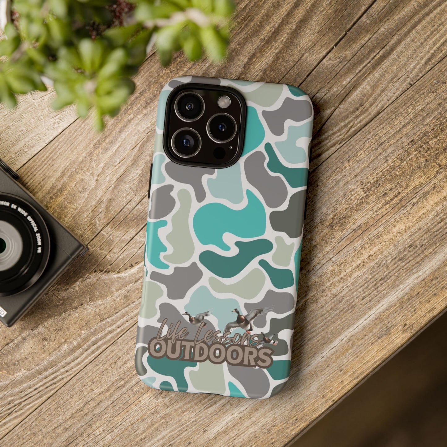 Turqoise old school camo Phone Case - Life Lessons Outdoors