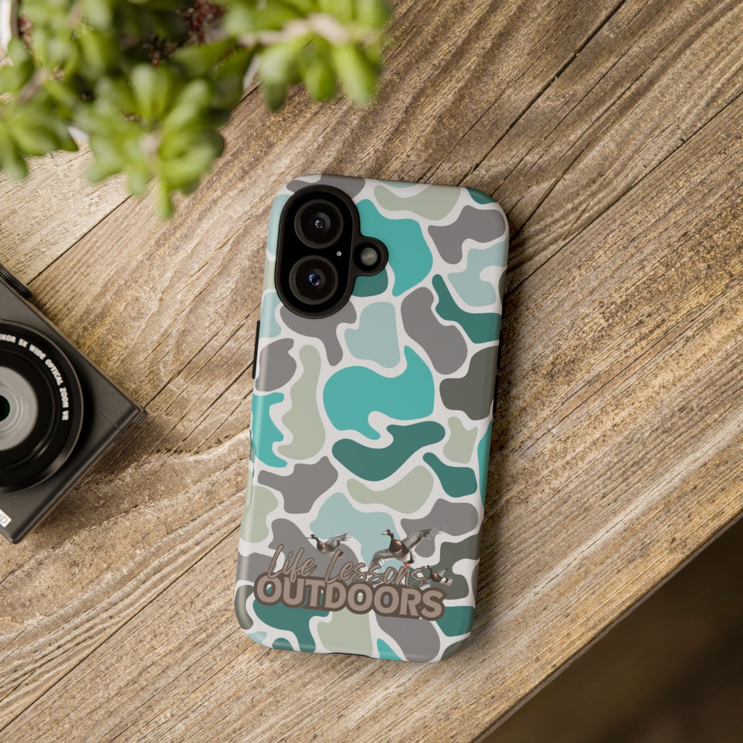 Turqoise old school camo Phone Case - Life Lessons Outdoors