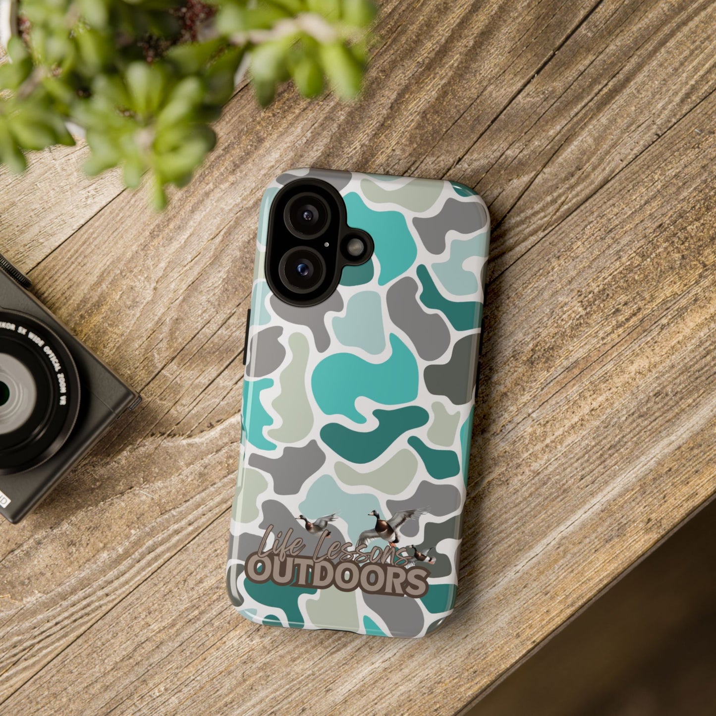 Turqoise old school camo Phone Case - Life Lessons Outdoors