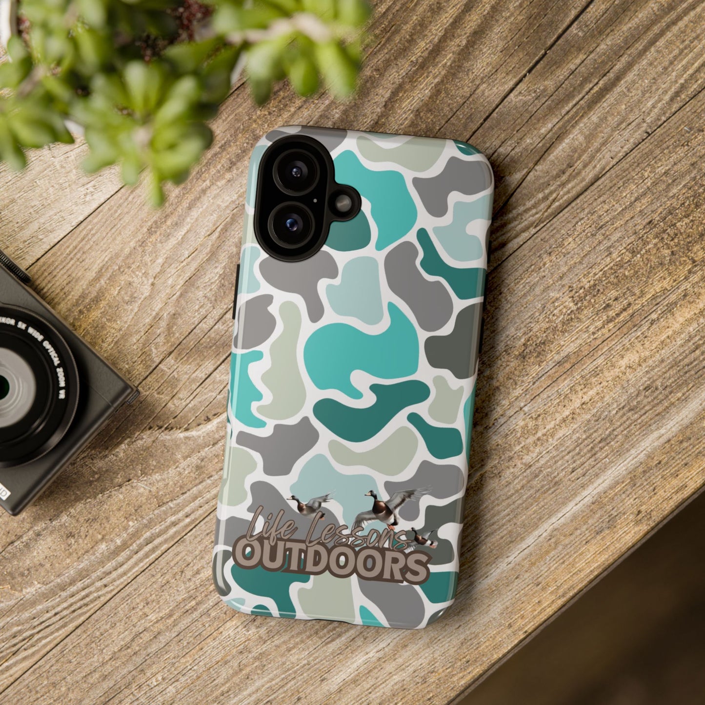 Turqoise old school camo Phone Case - Life Lessons Outdoors