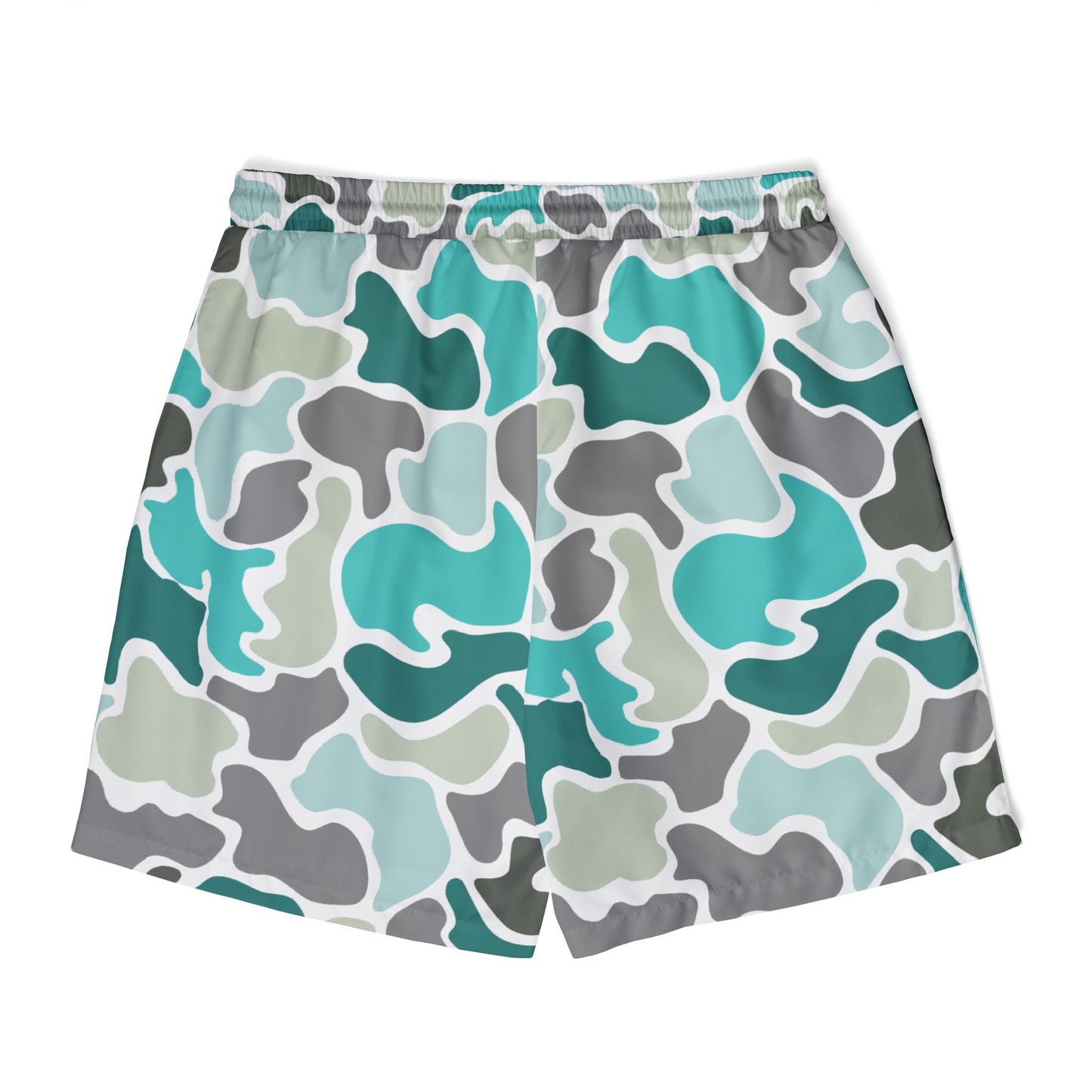 Stylish Unisex Swim Shorts - Turqoise Camo Print for Summer Adventures