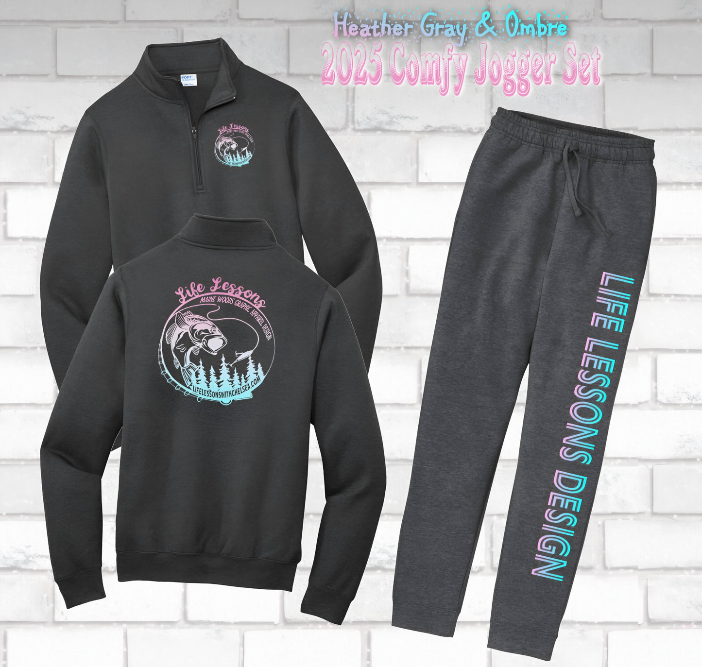 Life Lessons Design 1/4 Zip Jogger Set