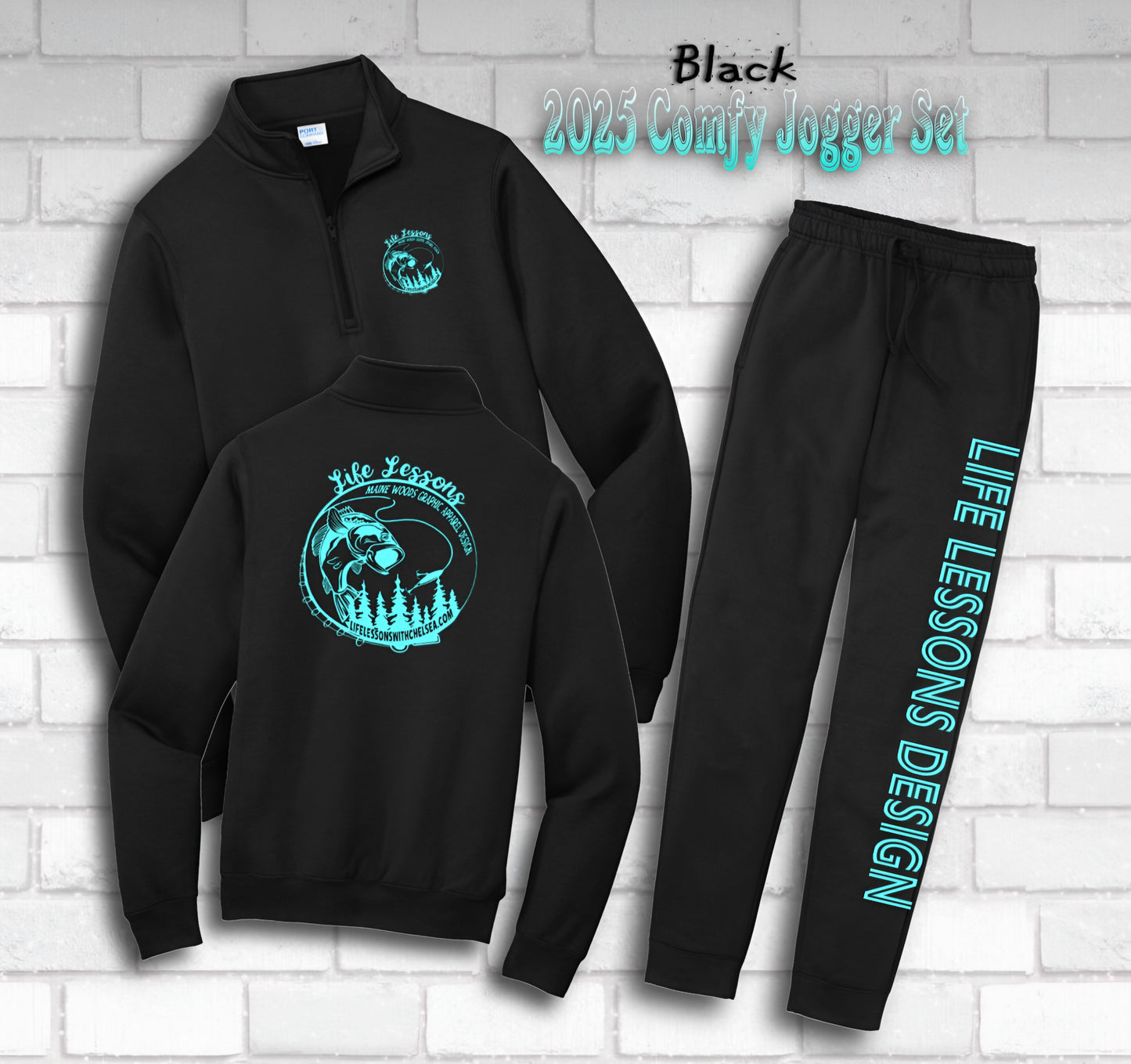 Life Lessons Design 1/4 Zip Jogger Set