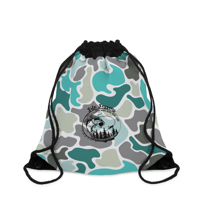 Stylish Turquoise Camo Drawstring Bag for Outdoor Adventures