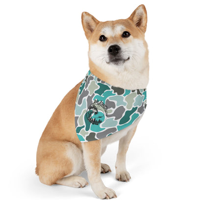 Stylish Turquoise Camo Pet Bandana Collar for Dogs - Perfect for Outings and Celebrations