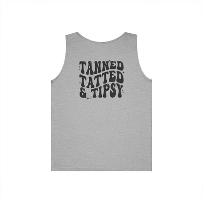 Unisex Heavy Cotton Tank Top - Tanned Tatted & Tipsy Graphic Tee