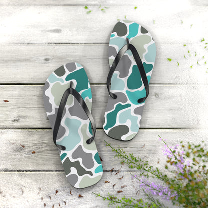 Turqois Camo Flip Flops - Comfortable Summer Sandals