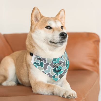 Stylish Turquoise Camo Pet Bandana Collar for Dogs - Perfect for Outings and Celebrations