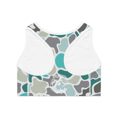Turquois Camo Women's Sports Bra