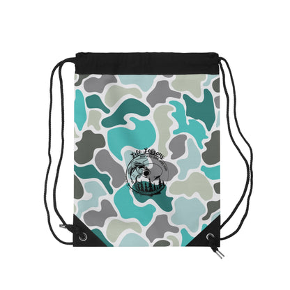 Stylish Turquoise Camo Drawstring Bag for Outdoor Adventures