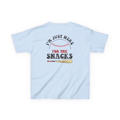 Youth Baseball Sister Tee - 'I'm Just Here for the Snacks'