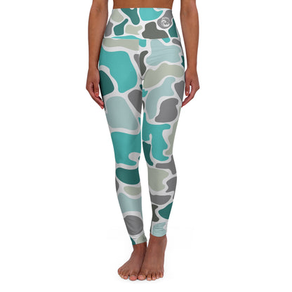 Turqoise Camo High Waisted Yoga Leggings, Activewear Pants, Fitness Apparel, Workout Leggings, Yoga Pants for Women, Casual Athleisure