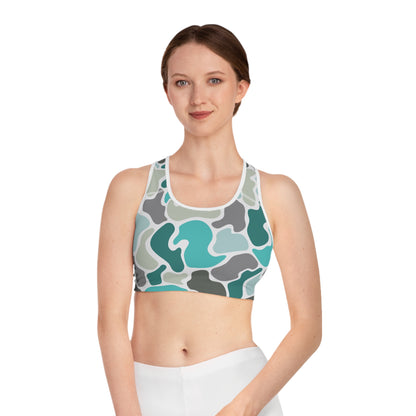 Turquois Camo Women's Sports Bra