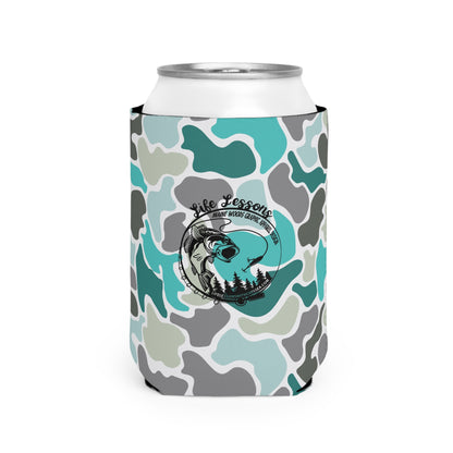 Stylish Turqoise Camo Can Cooler Sleeve - Perfect for Parties and Outdoor Fun!