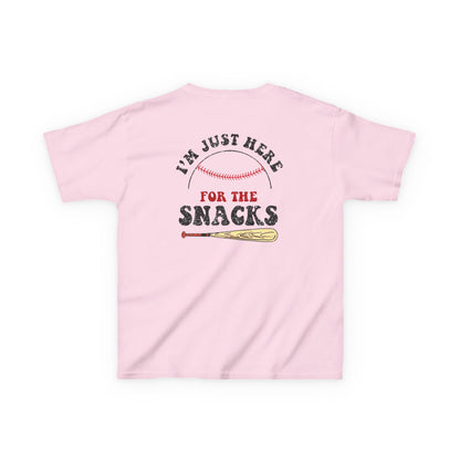 Youth Baseball Sister Tee - 'I'm Just Here for the Snacks'
