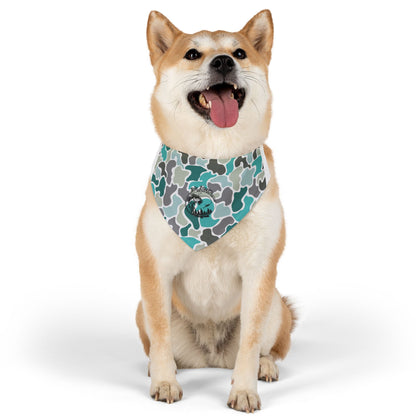 Stylish Turquoise Camo Pet Bandana Collar for Dogs - Perfect for Outings and Celebrations