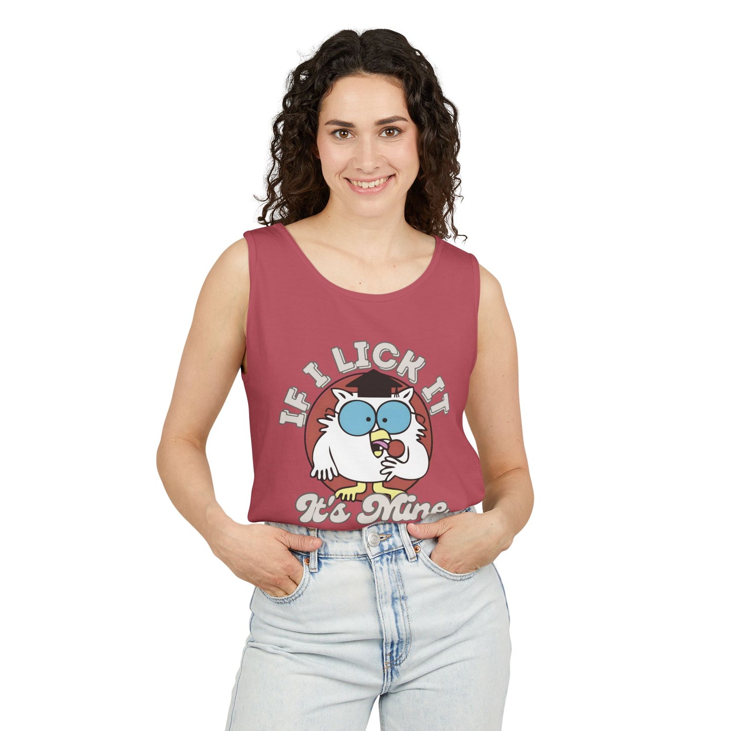 Unisex Funny Graphic Tank Top - 'If I Lick It, It's Mine'