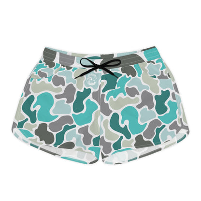 Women's Turquoise Camo Print Casual Shorts - Comfortable Summer Wear
